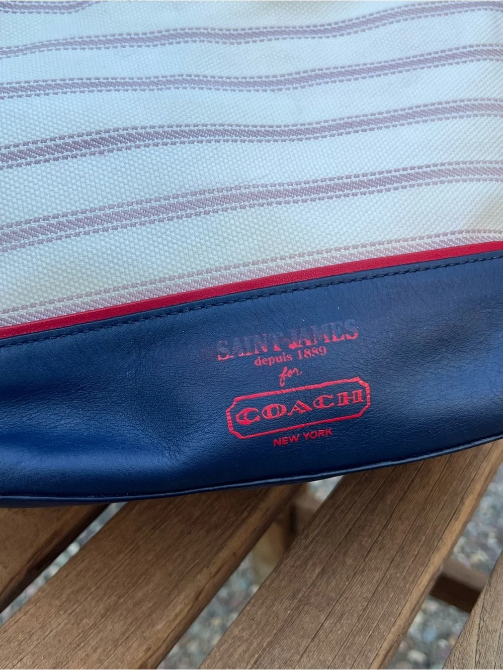 Coach x Saint James Legacy striped mini bucket bag
